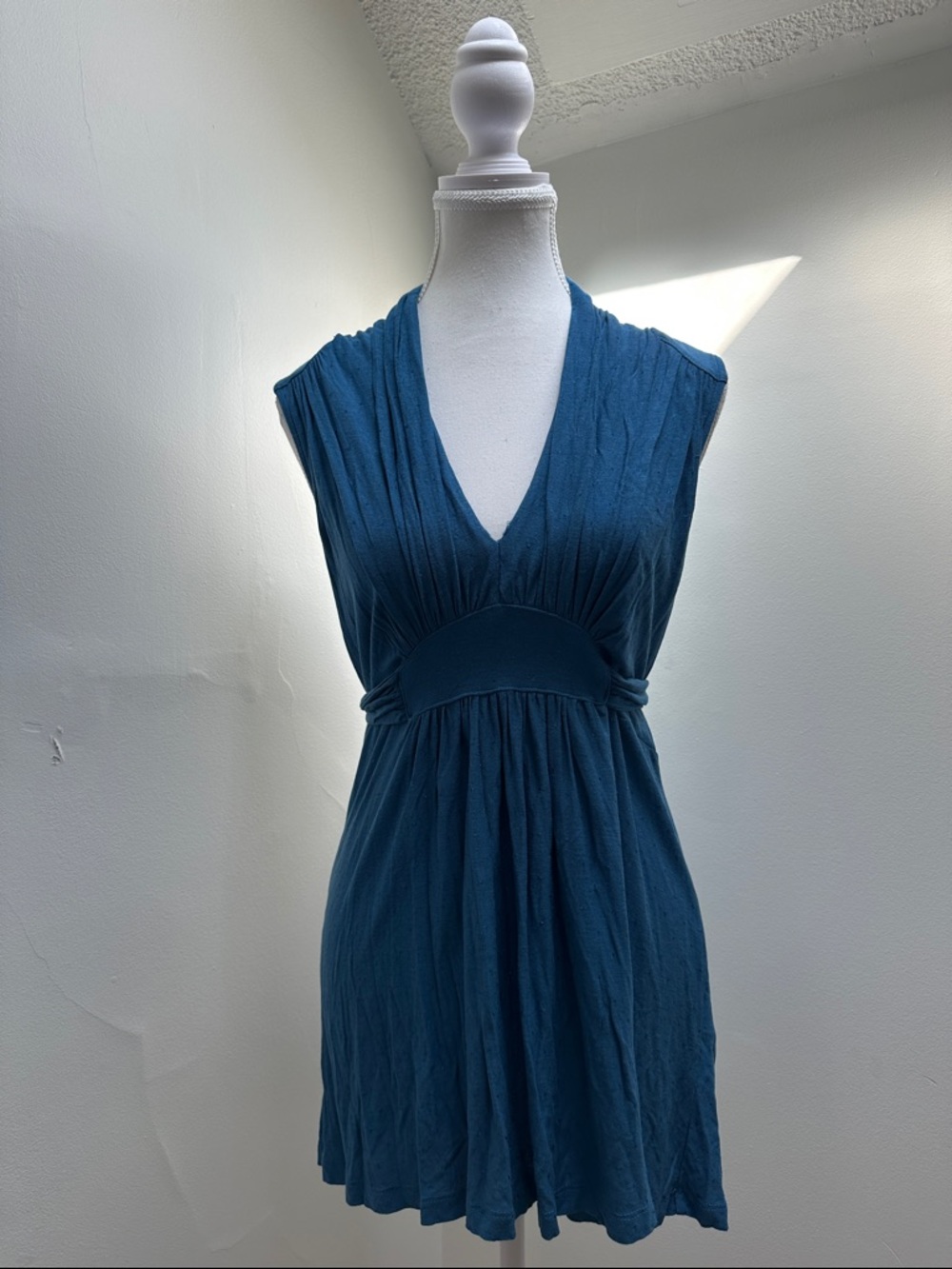 FRENCH CONNECTION‎ Y2K Blue Tie Back Babydoll Vneck Sleeveless Top Size Large